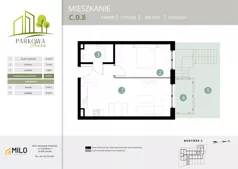 2 pokoje, mieszkanie 43,81 m², parter, oferta nr C.0.8, Parkowa Aura, Wrocław, Maślice, Fabryczna, Aleja Śliwowa 48a