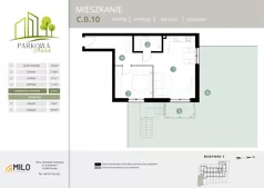2 pokoje, mieszkanie 50,22 m², parter, oferta nr C.0.10, Parkowa Aura, Wrocław, Maślice, Fabryczna, Aleja Śliwowa 48a