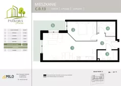 2 pokoje, mieszkanie 55,81 m², piętro 2, oferta nr C.2.47, Parkowa Aura, Wrocław, Maślice, Fabryczna, Aleja Śliwowa 48a