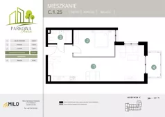 2 pokoje, mieszkanie 55,75 m², piętro 1, oferta nr C.1.25, Parkowa Aura, Wrocław, Maślice, Fabryczna, Aleja Śliwowa 48a