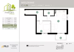 2 pokoje, mieszkanie 50,02 m², piętro 1, oferta nr C.1.26, Parkowa Aura, Wrocław, Maślice, Fabryczna, Aleja Śliwowa 48a