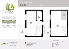 2 pokoje, mieszkanie 60,33 m², piętro 2, oferta nr C.2.45, Parkowa Aura, Wrocław, Maślice, Fabryczna, Aleja Śliwowa 48a