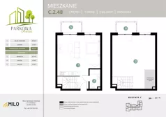 2 pokoje, mieszkanie 83,52 m², piętro 2, oferta nr C.2.48, Parkowa Aura, Wrocław, Maślice, Fabryczna, Aleja Śliwowa 48a