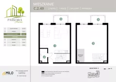 2 pokoje, mieszkanie 83,75 m², piętro 2, oferta nr C.2.49, Parkowa Aura, Wrocław, Maślice, Fabryczna, Aleja Śliwowa 48a