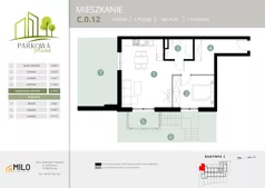 2 pokoje, mieszkanie 52,30 m², parter, oferta nr C.0.12, Parkowa Aura, Wrocław, Maślice, Fabryczna, Aleja Śliwowa 48a