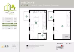 2 pokoje, mieszkanie 77,88 m², piętro 2, oferta nr C.2.34, Parkowa Aura, Wrocław, Maślice, Fabryczna, Aleja Śliwowa 48a