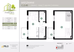 2 pokoje, mieszkanie 60,33 m², piętro 2, oferta nr C.2.45, Parkowa Aura, Wrocław, Maślice, Fabryczna, Aleja Śliwowa 48a