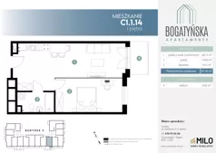 2 pokoje, mieszkanie 47,45 m², piętro 1, oferta nr C1.1.14, ul. Bogatyńska Dobry Deweloper Milo Wrocław Maślice III, Wrocław, Maślice, Fabryczna, ul. Bogatyńska