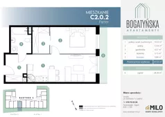 2 pokoje, mieszkanie 47,83 m², parter, oferta nr C2.0.2, ul. Bogatyńska Dobry Deweloper Milo Wrocław Maślice III, Wrocław, Maślice, Fabryczna, ul. Bogatyńska