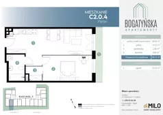 2 pokoje, mieszkanie 48,04 m², piętro 1, oferta nr C2.1.12, ul. Bogatyńska Dobry Deweloper Milo Wrocław Maślice III, Wrocław, Maślice, Fabryczna, ul. Bogatyńska