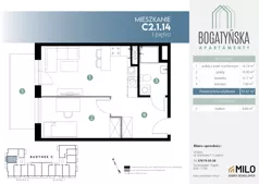 2 pokoje, mieszkanie 37,61 m², piętro 1, oferta nr C2.1.14, ul. Bogatyńska Dobry Deweloper Milo Wrocław Maślice III, Wrocław, Maślice, Fabryczna, ul. Bogatyńska
