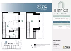 2 pokoje, mieszkanie 44,48 m², piętro 2, oferta nr C2.2.24, ul. Bogatyńska Dobry Deweloper Milo Wrocław Maślice III, Wrocław, Maślice, Fabryczna, ul. Bogatyńska