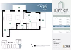 3 pokoje, mieszkanie 57,08 m², piętro 1, oferta nr C1.1.12, ul. Bogatyńska Dobry Deweloper Milo Wrocław Maślice III, Wrocław, Maślice, Fabryczna, ul. Bogatyńska