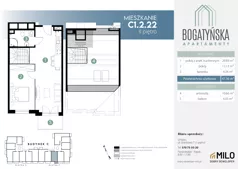 3 pokoje, mieszkanie 58,78 m², piętro 2, oferta nr C1.2.22, ul. Bogatyńska Dobry Deweloper Milo Wrocław Maślice III, Wrocław, Maślice, Fabryczna, ul. Bogatyńska