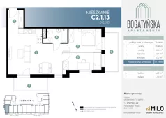 3 pokoje, mieszkanie 57,19 m², piętro 1, oferta nr C2.1.13, ul. Bogatyńska Dobry Deweloper Milo Wrocław Maślice III, Wrocław, Maślice, Fabryczna, ul. Bogatyńska