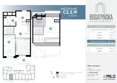 3 pokoje, mieszkanie 58,68 m², piętro 2, oferta nr C2.2.19, ul. Bogatyńska Dobry Deweloper Milo Wrocław Maślice III, Wrocław, Maślice, Fabryczna, ul. Bogatyńska