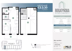 3 pokoje, mieszkanie 84,30 m², piętro 2, oferta nr C2.2.20, ul. Bogatyńska Dobry Deweloper Milo Wrocław Maślice III, Wrocław, Maślice, Fabryczna, ul. Bogatyńska