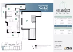 3 pokoje, mieszkanie 95,63 m², piętro 2, oferta nr C2.2.21, ul. Bogatyńska Dobry Deweloper Milo Wrocław Maślice III, Wrocław, Maślice, Fabryczna, ul. Bogatyńska