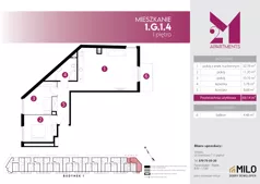 3 pokoje, mieszkanie 69,14 m², piętro 1, oferta nr 1.G.1.4, 2M Apartments Dobry Deweloper Milo Wrocław Maślice , Wrocław, Maślice, Fabryczna, ul. Zawidowska