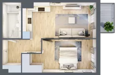 2 pokoje, mieszkanie 41,27 m², piętro 1, oferta nr 1.E.1.3, 2M Apartments Dobry Deweloper Milo Wrocław Maślice , Wrocław, Maślice, Fabryczna, ul. Zawidowska
