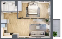 2 pokoje, mieszkanie 41,52 m², piętro 1, oferta nr 1.D.1.2, 2M Apartments Dobry Deweloper Milo Wrocław Maślice , Wrocław, Maślice, Fabryczna, ul. Zawidowska