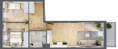 3 pokoje, mieszkanie 54,06 m², piętro 1, oferta nr 1.D.1.1, 2M Apartments Dobry Deweloper Milo Wrocław Maślice , Wrocław, Maślice, Fabryczna, ul. Zawidowska