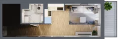 2 pokoje, mieszkanie 46,17 m², piętro 2, oferta nr 1.D.2.4, 2M Apartments Dobry Deweloper Milo Wrocław Maślice , Wrocław, Maślice, Fabryczna, ul. Zawidowska