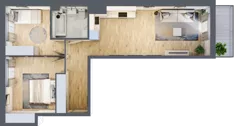 3 pokoje, mieszkanie 58,55 m², piętro 1, oferta nr 1.D.1.4, 2M Apartments Dobry Deweloper Milo Wrocław Maślice , Wrocław, Maślice, Fabryczna, ul. Zawidowska