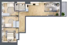 4 pokoje, mieszkanie 65,09 m², piętro 1, oferta nr 1.B.1.4, 2M Apartments Dobry Deweloper Milo Wrocław Maślice , Wrocław, Maślice, Fabryczna, ul. Zawidowska