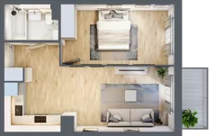 2 pokoje, mieszkanie 41,49 m², piętro 1, oferta nr 1.E.1.2, 2M Apartments Dobry Deweloper Milo Wrocław Maślice , Wrocław, Maślice, Fabryczna, ul. Zawidowska