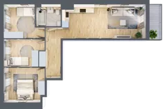 4 pokoje, mieszkanie 66,49 m², piętro 1, oferta nr 1.C.1.4, 2M Apartments Dobry Deweloper Milo Wrocław Maślice , Wrocław, Maślice, Fabryczna, ul. Zawidowska
