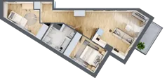 3 pokoje, mieszkanie 53,01 m², piętro 1, oferta nr 1.A.1.3, 2M Apartments Dobry Deweloper Milo Wrocław Maślice , Wrocław, Maślice, Fabryczna, ul. Zawidowska