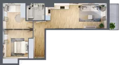 3 pokoje, mieszkanie 59,79 m², piętro 1, oferta nr 1.E.1.4, 2M Apartments Dobry Deweloper Milo Wrocław Maślice , Wrocław, Maślice, Fabryczna, ul. Zawidowska
