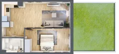 2 pokoje, mieszkanie 41,68 m², parter, oferta nr 1.E.0.2, 2M Apartments Dobry Deweloper Milo Wrocław Maślice , Wrocław, Maślice, Fabryczna, ul. Zawidowska