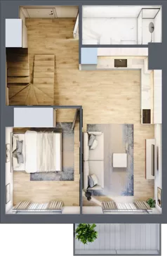 3 pokoje, mieszkanie 80,62 m², piętro 2, oferta nr 1.D.2.3, 2M Apartments Dobry Deweloper Milo Wrocław Maślice , Wrocław, Maślice, Fabryczna, ul. Zawidowska