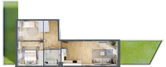 3 pokoje, mieszkanie 54,26 m², parter, oferta nr 1.B.0.1, 2M Apartments Dobry Deweloper Milo Wrocław Maślice , Wrocław, Maślice, Fabryczna, ul. Zawidowska