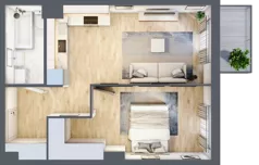 2 pokoje, mieszkanie 41,15 m², piętro 1, oferta nr 1.D.1.3, 2M Apartments Dobry Deweloper Milo Wrocław Maślice , Wrocław, Maślice, Fabryczna, ul. Zawidowska