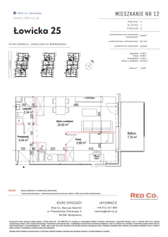 2 pokoje, mieszkanie 42,45 m², piętro 2, oferta nr 12, Łowicka 25, Bydgoszcz, Brdyujście, ul. Łowicka 25