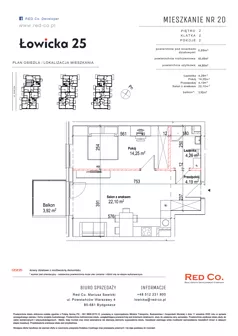 2 pokoje, mieszkanie 44,13 m², piętro 2, oferta nr 20, Łowicka 25, Bydgoszcz, Brdyujście, ul. Łowicka 25