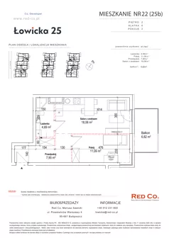 2 pokoje, mieszkanie 41,74 m², piętro 2, oferta nr 22B, Łowicka 25, Bydgoszcz, Brdyujście, ul. Łowicka 25