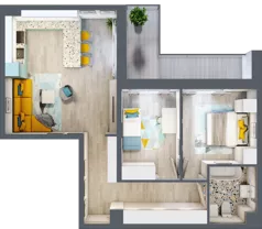 3 pokoje, mieszkanie 64,75 m², piętro 1, oferta nr 2.1.16., Apartamenty Stawowa, Opole, Szczepanowice, ul. Stawowa 59D-E