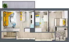 3 pokoje, mieszkanie 59,43 m², parter, oferta nr 1.2.1., Apartamenty Stawowa, Opole, Szczepanowice, ul. Stawowa 59D-E