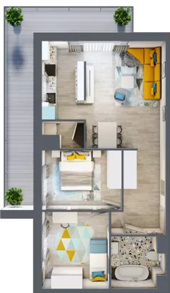 3 pokoje, mieszkanie 65,11 m², piętro 2, oferta nr 3.1.17., Apartamenty Stawowa, Opole, Szczepanowice, ul. Stawowa 59D-E
