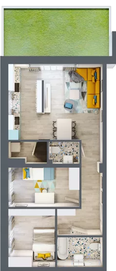 3 pokoje, mieszkanie 62,46 m², parter, oferta nr 1.2.12., Apartamenty Stawowa, Opole, Szczepanowice, ul. Stawowa 59D-E