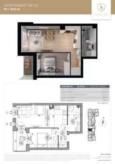 2 pokoje, mieszkanie 39,67 m², piętro 3, oferta nr M22, Sobola Biel - Budynek A9, Suwałki, ul. Aleksandry Piłsudskiej