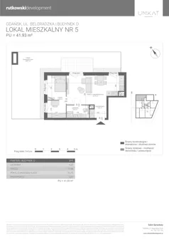 2 pokoje, mieszkanie 41,93 m², parter, oferta nr M5, Unikat Apartamenty D, Gdańsk, Piecki-Migowo, Morena, ul. Belgradzka 114C