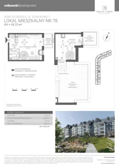 2 pokoje, mieszkanie 55,72 m², piętro 3, oferta nr M78, Ignatki Forest - Etap 2, Ignatki-Osiedle, ul. Działkowa 1