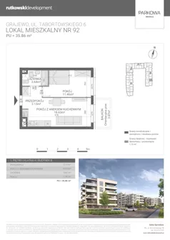 2 pokoje, mieszkanie 35,86 m², piętro 1, oferta nr M92, Parkowa Osiedle, Grajewo, ul. mjr. Jana Tabortowskiego 6