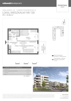 2 pokoje, mieszkanie 35,86 m², piętro 4, oferta nr M130, Parkowa Osiedle, Grajewo, ul. mjr. Jana Tabortowskiego 6