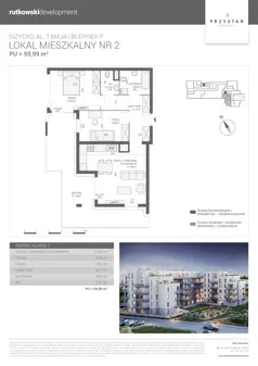 3 pokoje, mieszkanie 59,99 m², parter, oferta nr M2, Apartamenty Przystań - Etap F, Giżycko, al. 1 Maja 34